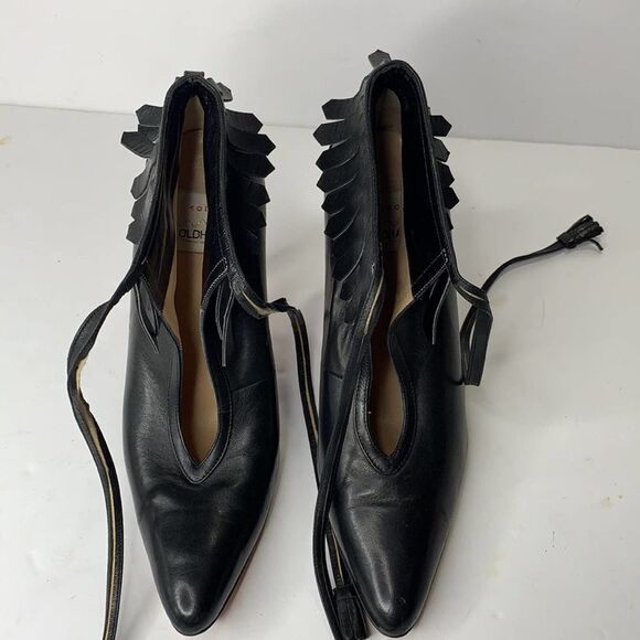 Todd Oldham Lerre black leather fringe ankle tie booties - Picture 8 of 8